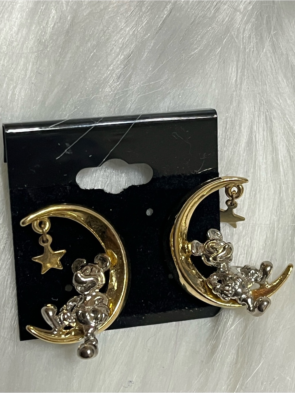 Disney Mickey Mouse Atop Crescent Moon Earrings